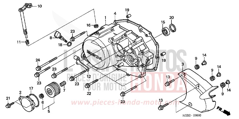 PANNEAU CARTER-MOTEUR D. de Shadow VT125C NOIR (NH1) de 2001